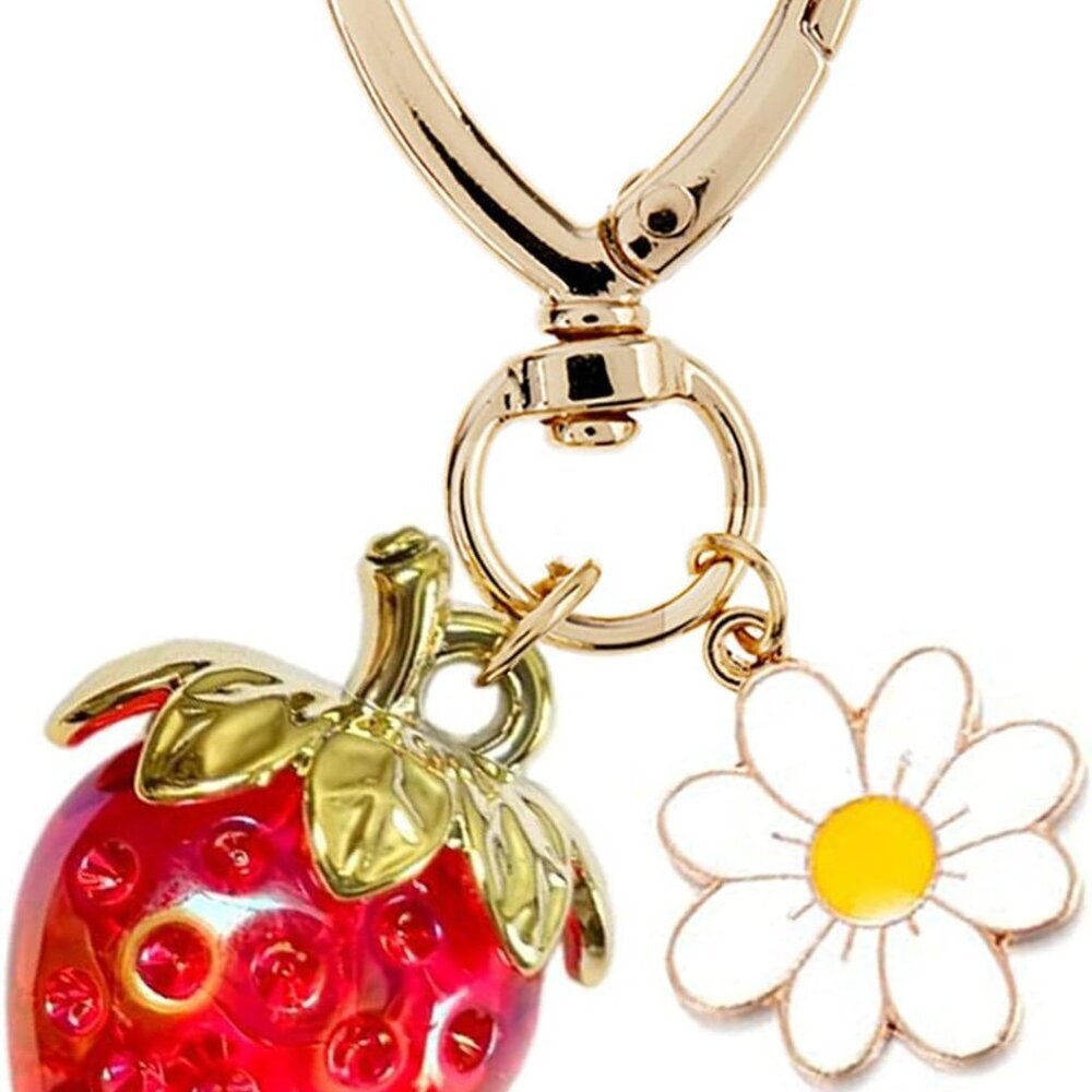 Cute Strawberry Keychain,Bag Charms,Kawaii Heart Flower Daisy Key chains Accesso